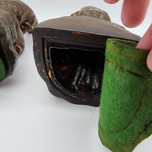 Pair of Antique Bookends Boy Reading Cast Metal Bronze Finish Office Decor MCM - Picture 12 of 15